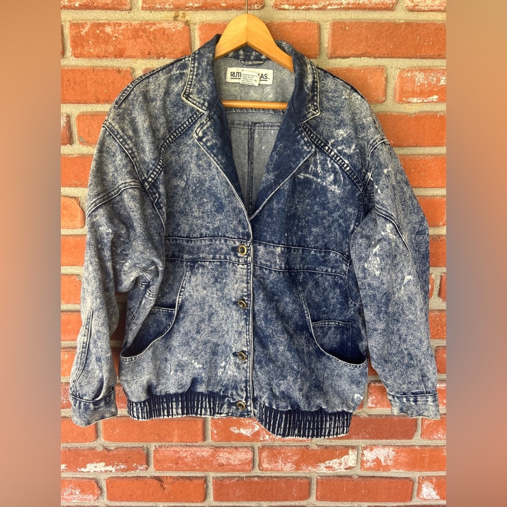 Vintage Ruth Douglas 80's Acid Washed Denim Jacket Womens Medium Pockets (Read)